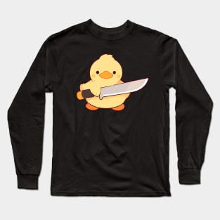 Cute Duck With Knife Long Sleeve T-Shirt